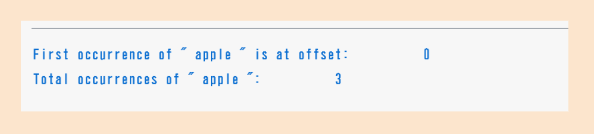 FIND（FIRST-OCCURRENCE、ALL-OCCURRENCES）実行結果
