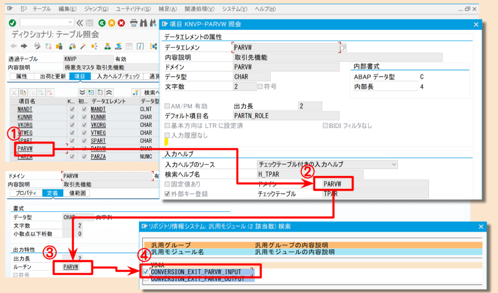 SAP_SE11_外部値_内部値の変換