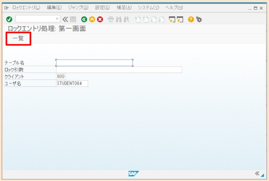 SAP SM12 検索画面