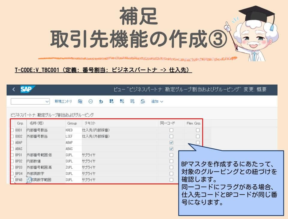 グルーピングと勘定グループ