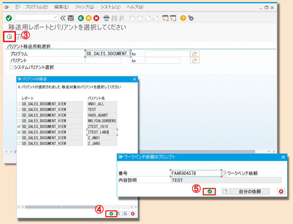 SAP バリアント移送