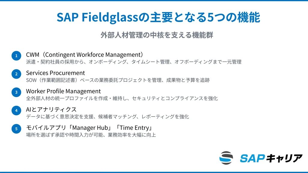 SAP Fieldglassの主要となる5つの機能